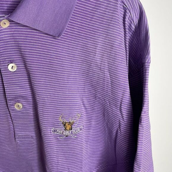 Peter Millar Polo‎ Shirt Men Medium M Purple Preppy Striped Golf Club Duck 1987 - Picture 5 of 7